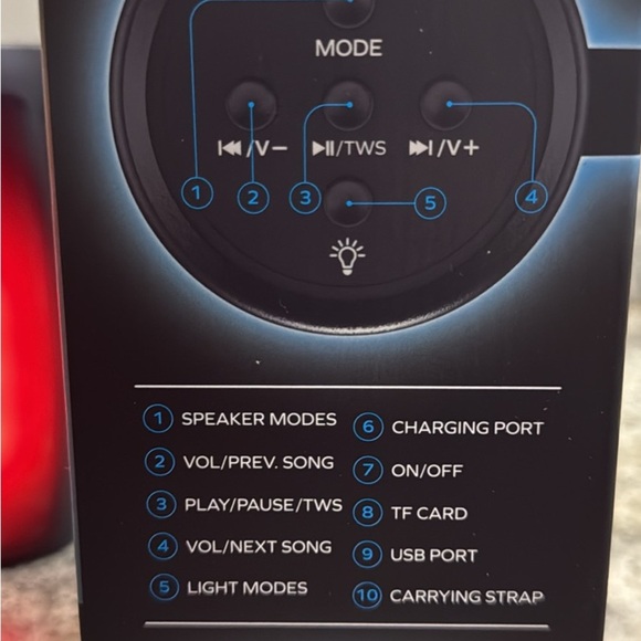 Coby Flash Beat Wireless Speaker - Black with Multicolor Light LOUD Portable - Picture 5 of 7